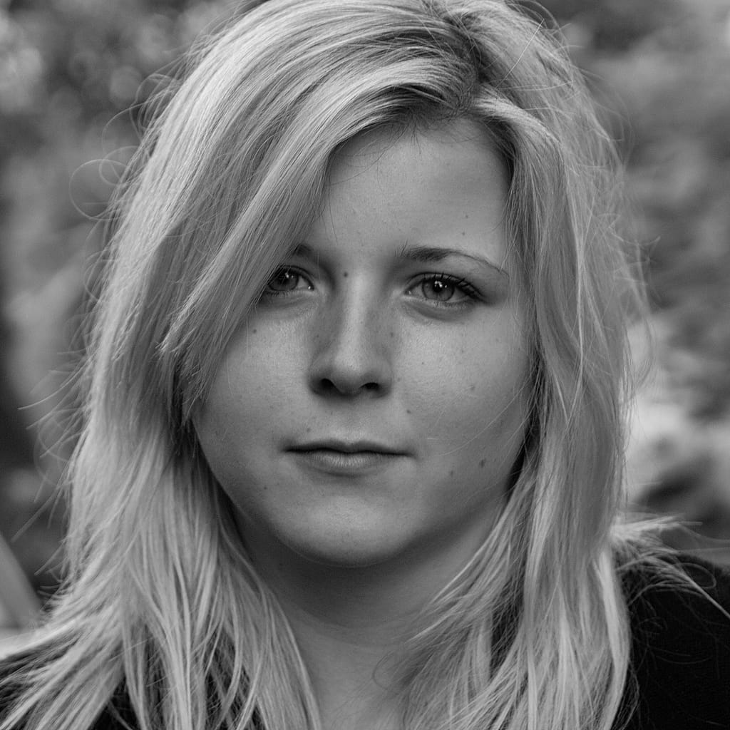a woman with blonde hair