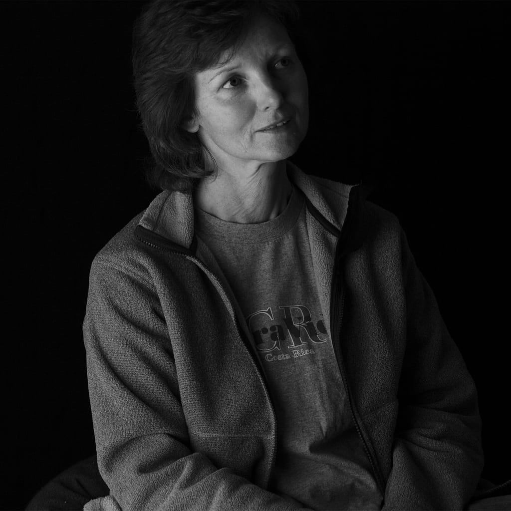 a woman sitting in a chair