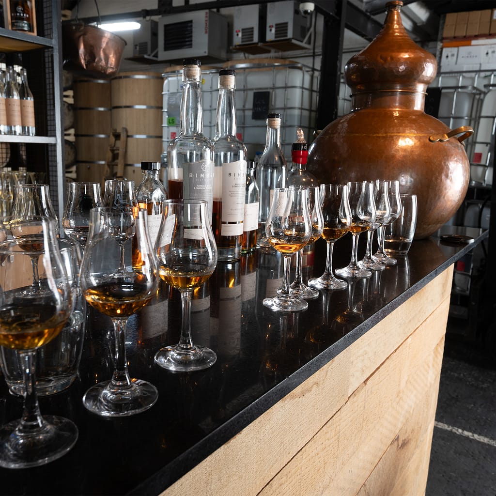 Whisky Glasses on a bar for tasting
