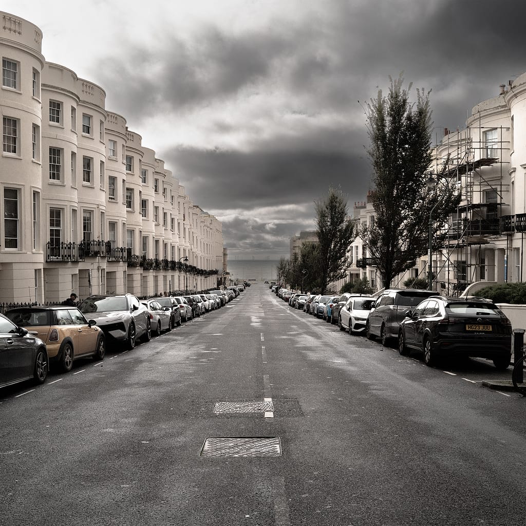 a street with cars parked on it